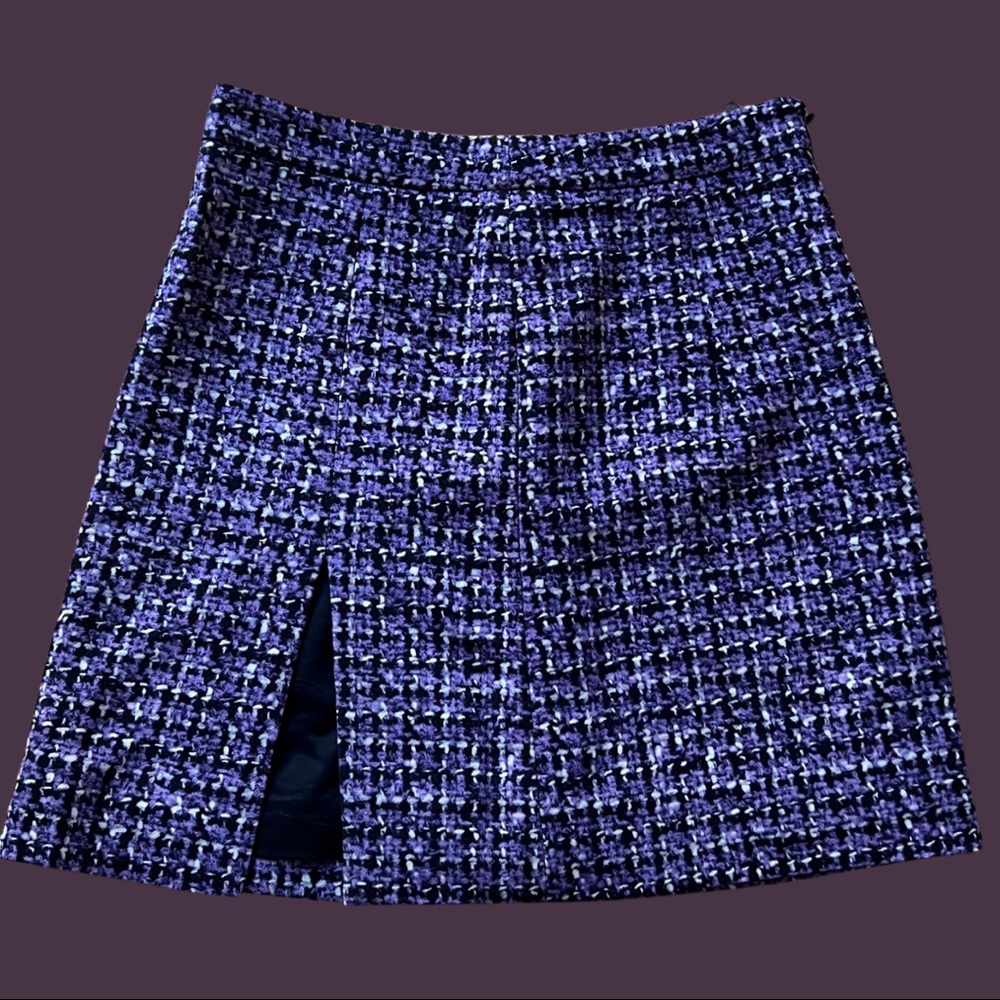 Michael Kors Collection wool print mini skirt with slit